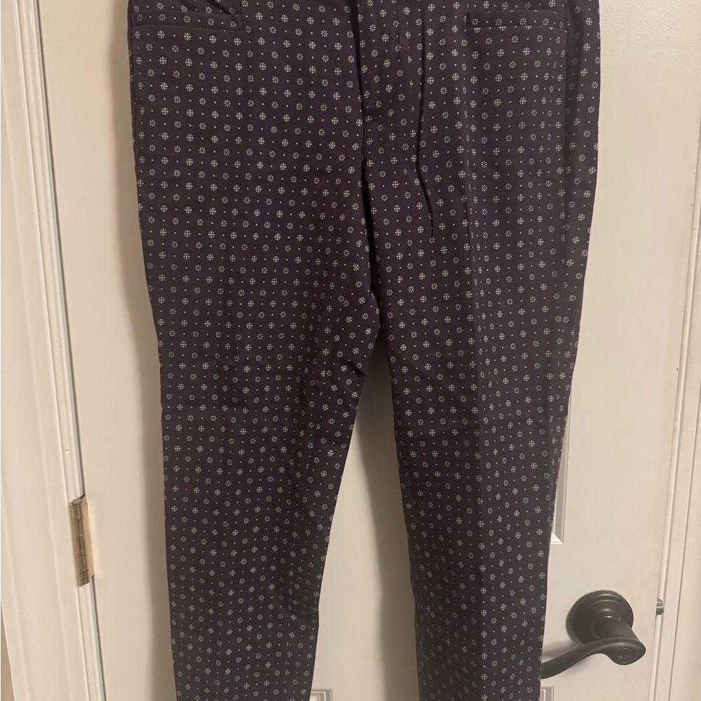 Banana Republic Women's Sloan Burgundy Patterned Dress Pants